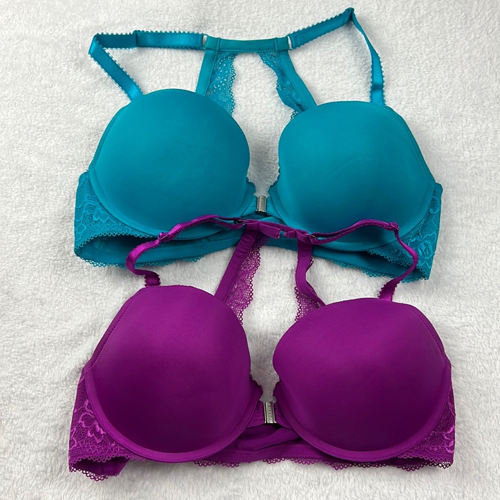 Torrid Lace Strap Racerback Bra Bundle 38C Blue and Purple
